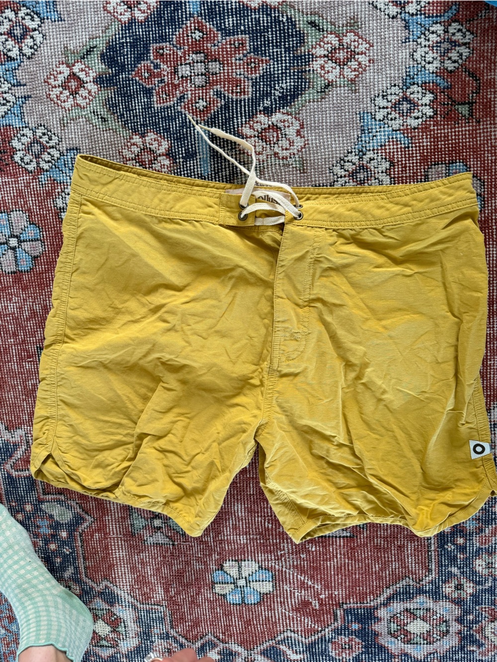 Mollusk Men's Yellow Swim Trunks with Drawstring Waist